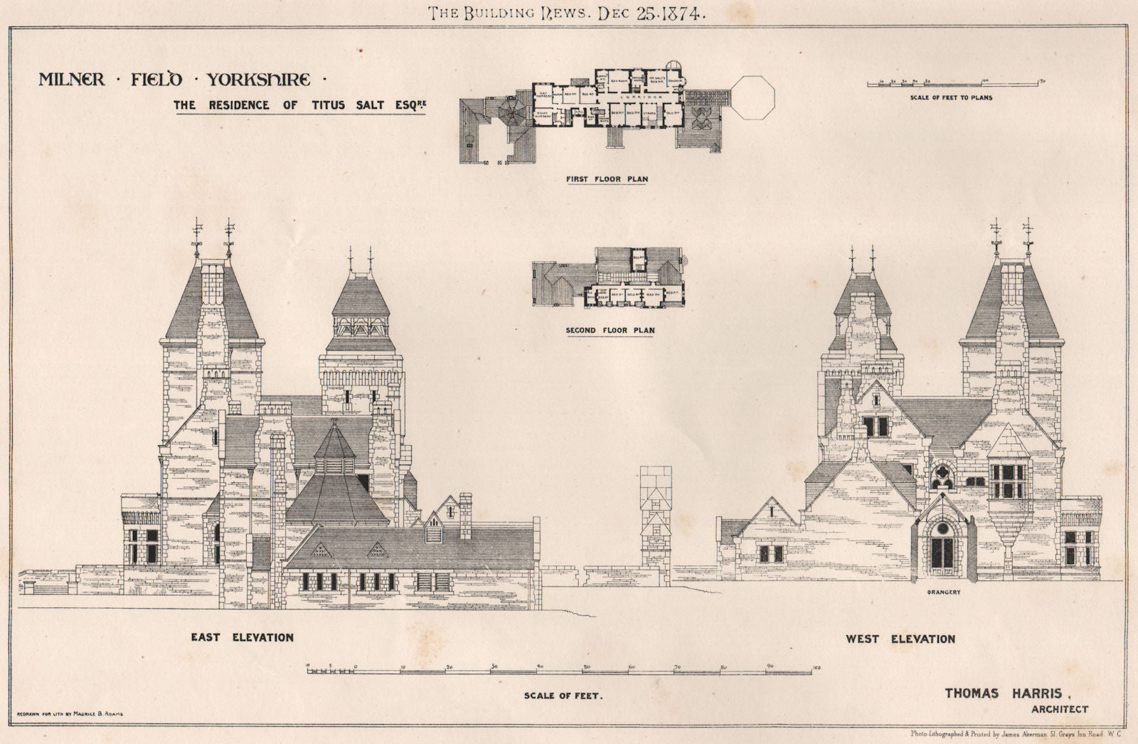 Milner Field, Yorkshire; Titus Salt residence; Thomas Harris Architect 1874